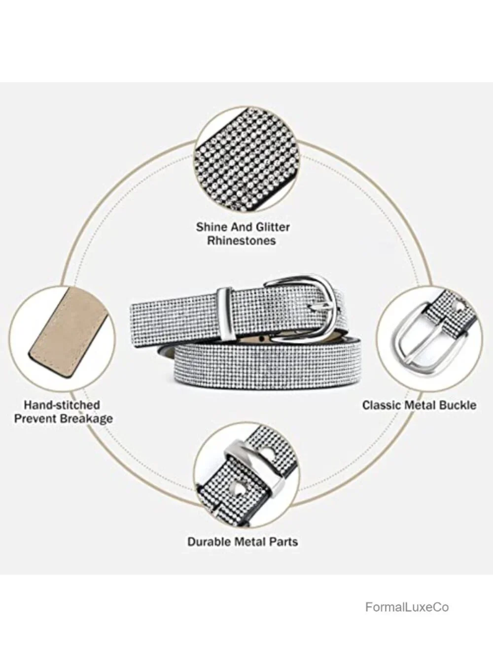 Rhinestone Belt Women Sparkly Diamond Glitter Belts Dresses Jeans